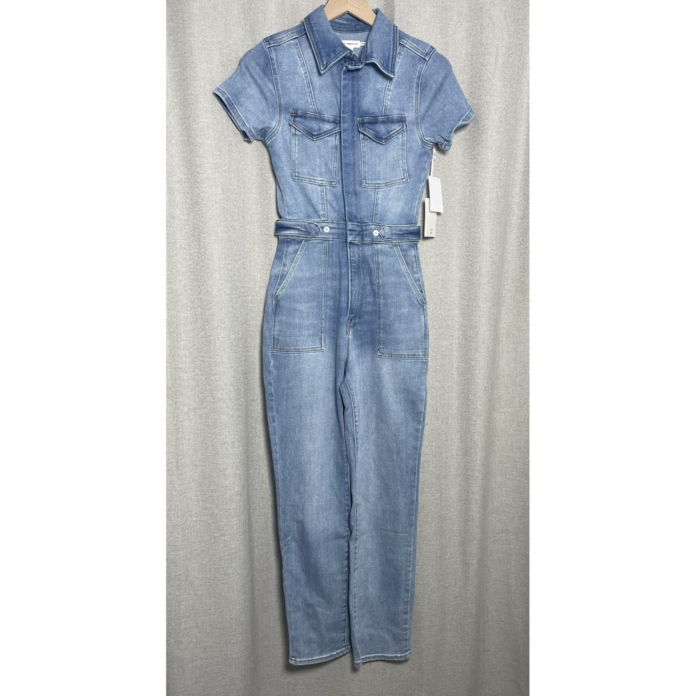 Good American Fit For Success Jumpsuit S NWT Denim Blue Utility